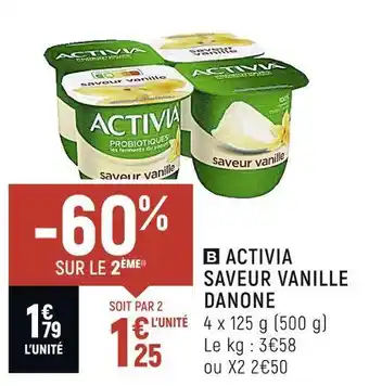 Spar Danone activia saveur vanille offre