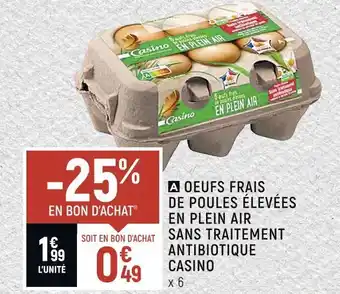 Spar Casino oeufs frais de poules élevées en plein air sans traitement antibiotique offre