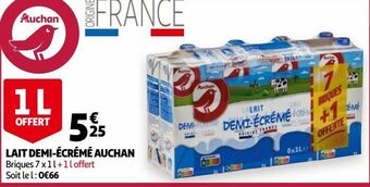 Auchan Lait demi-écrémé auchan offre