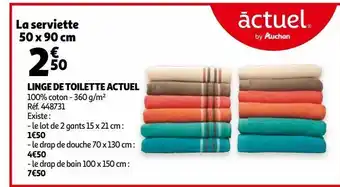 Auchan Linge de toilette actuel la serviette 50 x 90 cm offre