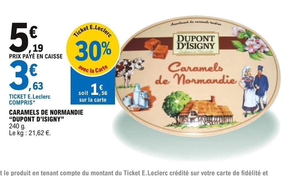 Promo Caramels de Normandie Dupont d'Isigny chez E.Leclerc