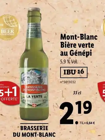 Lidl Mont-blanc bière verte au génépi offre