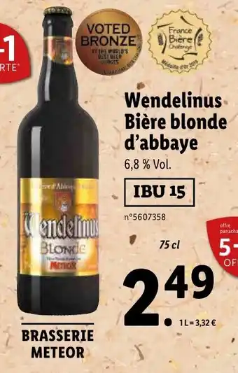 Wendelinus bière blonde d'abbaye