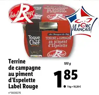 Lidl Terrine de campagne au piment d'espelette label rouge offre