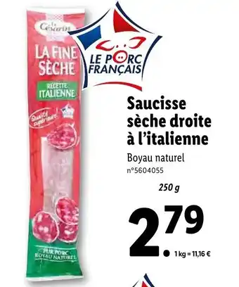 Lidl Saucisse sèche droite à l'italienne offre