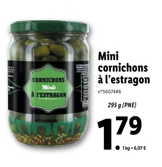 Promo Mini cornichons à l'estragon chez Lidl