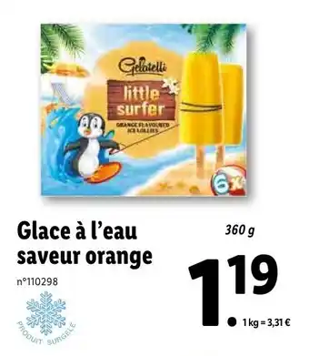 Lidl Glace à 'eau saveur orange offre