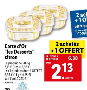 Lidl Carte d'or "les desserts" citron offre
