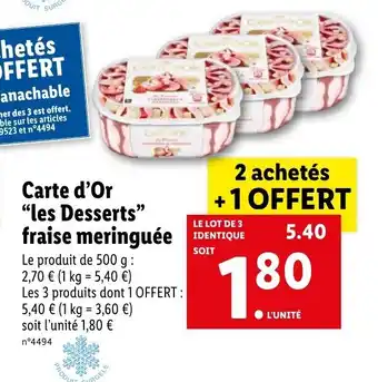 Lidl Carte d'or "les desserts" fraise meringuée offre