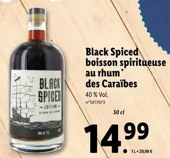 Lidl Black spiced boisson spiritueuse au rhum des caraïbes offre