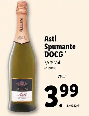 Lidl Asti spumante docg offre