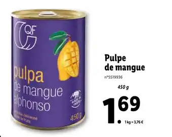 Lidl Pulpe de mangue offre