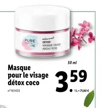 Lidl Masque pour le visage détox coco offre
