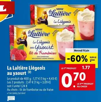 Lidl La laitière liégeois au yaourt offre