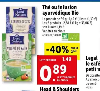 Lidl Thé ou infusion ayurvédique bio offre