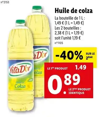 Lidl Huile de colza offre