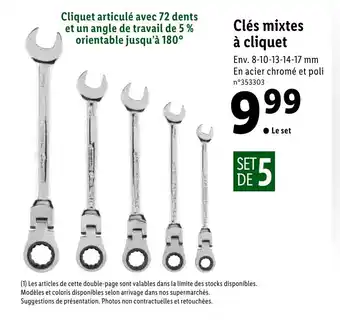 Lidl Clés mixtes à cliquet offre