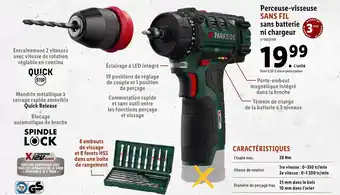 Lidl Perceuse-visseuse sans fil sans batterie ni chargeur offre