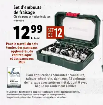 Lidl Set d'embouts de fraisage offre