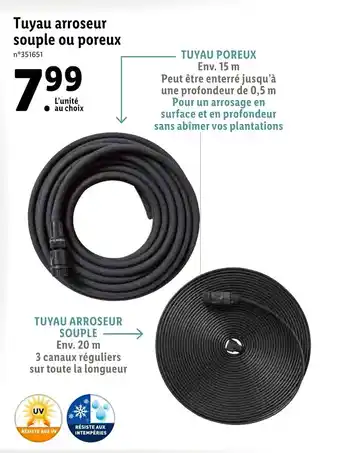 Lidl Tuyau arroseur souple ou poreux offre