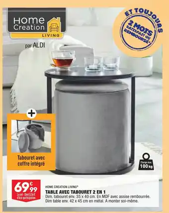 ALDI Table Avec Tabouret 2 En 1 offre