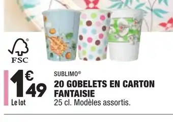 20 Gobelets En Carton Fantaisie