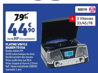 Platine Vinyle Bigben TD O16