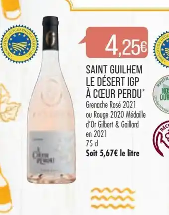 Match Saint Guilhem Le Désert IGP À Cœur Perdu offre