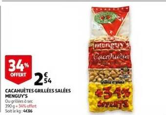 Auchan Cacahuètes Grillées Salées Menguy's offre