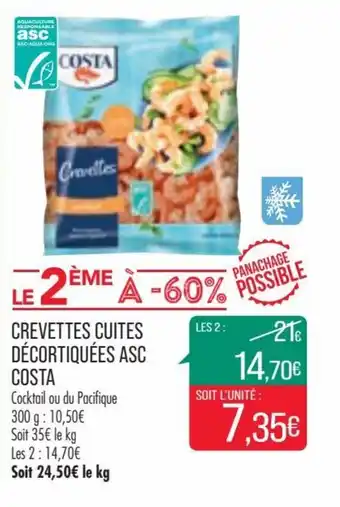 Match Crevettes Cuites Décortiquées Asc Costa offre