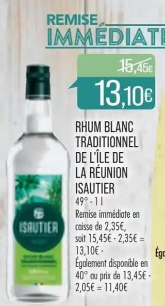 Match Rhum Blanc Traditionnel De L'Île De La Réunion Isautier offre