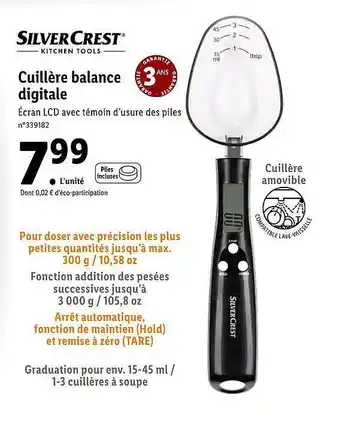 Lidl Cuillère Balance Digitale Silver Crest offre