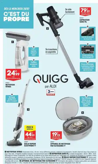 ALDI Nettoyeur Vitres, Aspirateur Sans Fil, Balai Vapeur électrique, Appareil De Nettoyage Par Ultrason offre