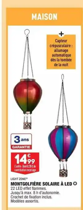 ALDI Montgolfière Solaire à Led Light Zone offre