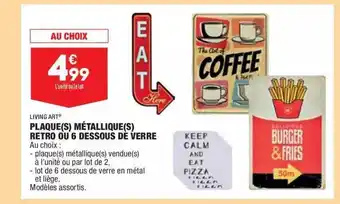 ALDI Plaque(s) Métallique(s) Retro Ou 6 Dessous De Verre Living Art® offre