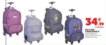 Super U Sac à dos à roulettes u offre