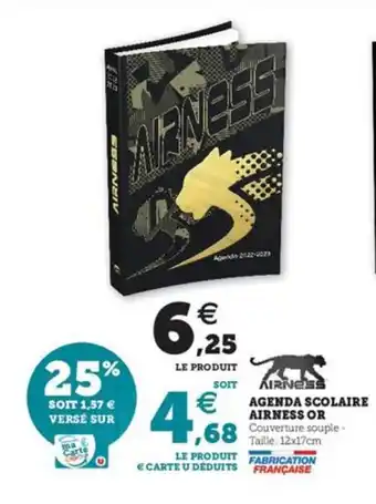 Super U Agenda scolaire airness or offre