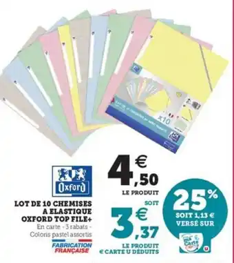 Super U Lot de 10 chemises a elastique oxford top file+ offre