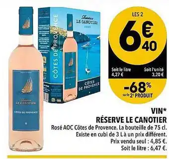 Supeco Vin Réserve Le Canotier offre