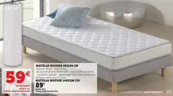Super U Matelas mousse 90x190 cm offre