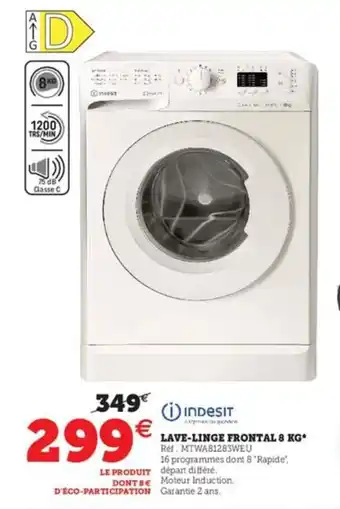 Super U INDESIT lave-linge frontal 8 kg offre