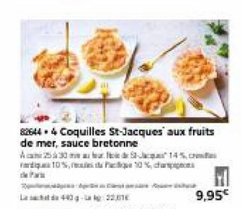 Thiriet 4 coquilles st-jacques aux fruits de mer, sauce bretonne offre
