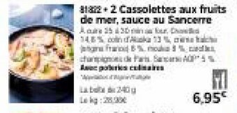 Thiriet 2 cassolettes aux fruits de mer, sauce au sancerre offre