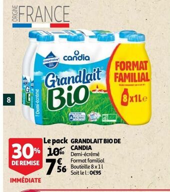 Auchan Supermarché Grandlait bio de candia offre