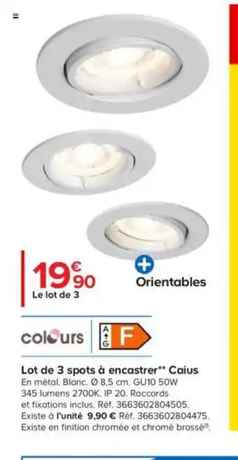 Castorama Lot de 3 Spots à encastrer Caius offre