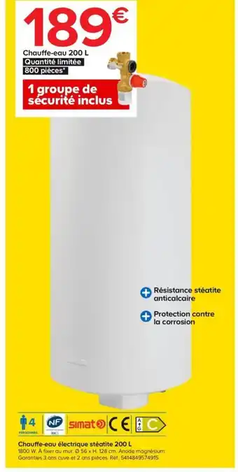 Castorama Chauffe-Eau électrique stéatite 200L offre