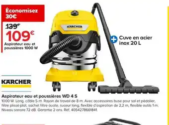 Castorama Aspirateur Eau Et Poussières WD 4S offre