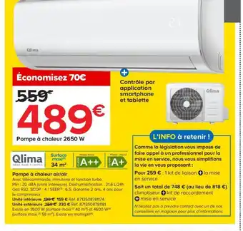 Castorama Pompe à Chaleur air/Air offre