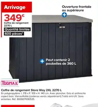 Coffre de Rangement Stora Way 2XL 2270L