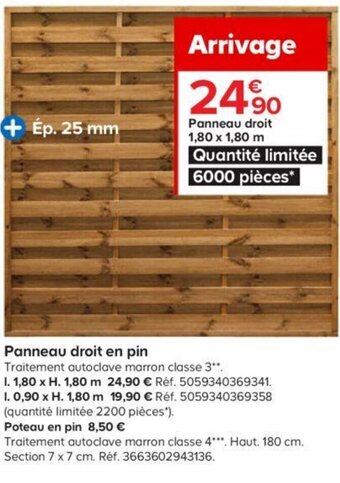 Castorama Panneau Droit En Pin offre
